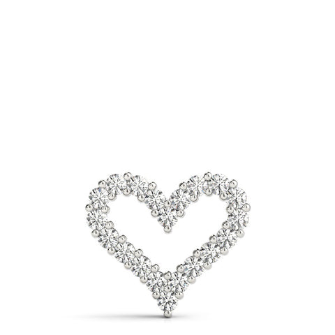 White gold Prong-Set Round Diamond Heart Pendant