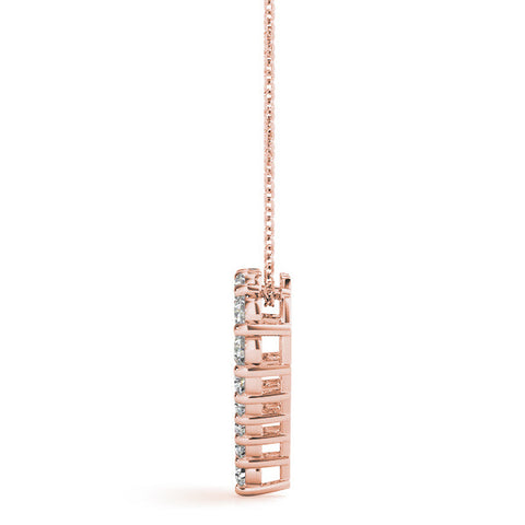 Rose gold Prong-Set Round Diamond Heart Pendant