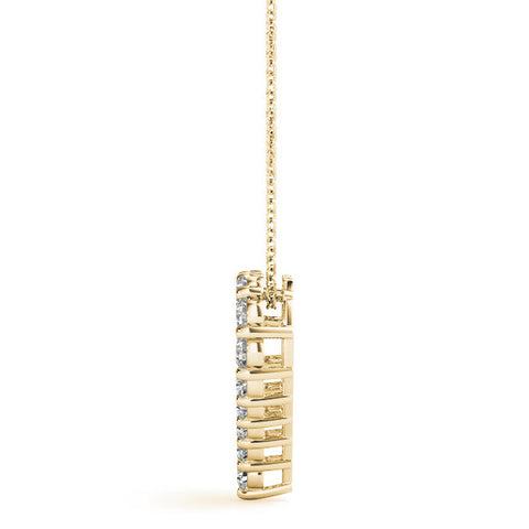 Yellow gold Prong-Set Round Diamond Heart Pendant