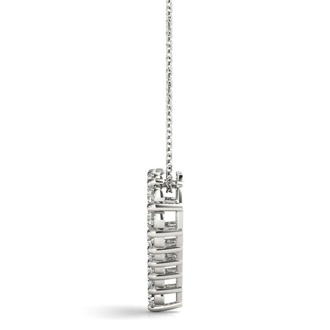 White gold Prong-Set Round Diamond Heart Pendant
