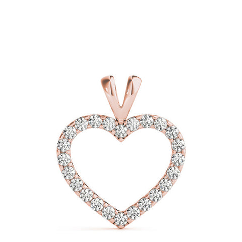 Rose gold Round Diamond Heart Pendant with Pavé Setting