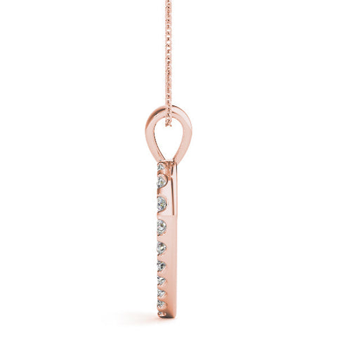 Rose gold Round Diamond Heart Pendant with Pavé Setting