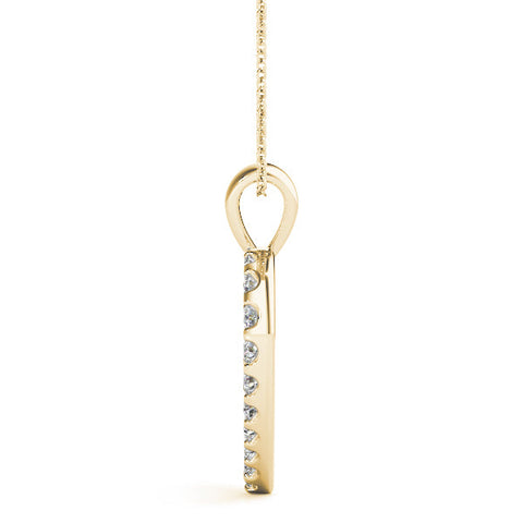 Yellow gold Round Diamond Heart Pendant with Pavé Setting