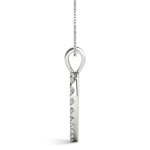 White gold Round Diamond Heart Pendant with Pavé Setting