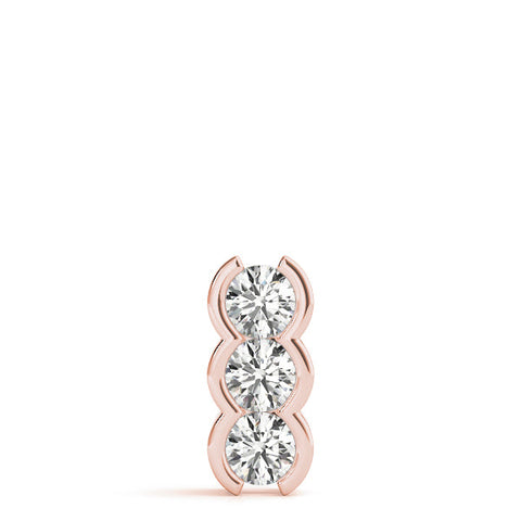 Rose gold Three Stone Round Diamond Shared Prong Pendant