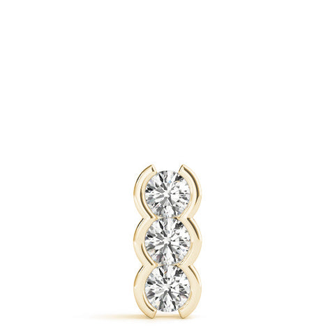 Yellow gold Three Stone Round Diamond Shared Prong Pendant