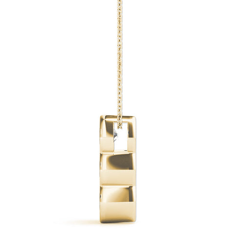 Yellow gold Three Stone Round Diamond Shared Prong Pendant
