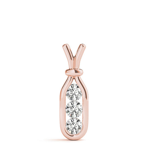 Rose gold Three-Stone Round Diamond Bezel Pendant