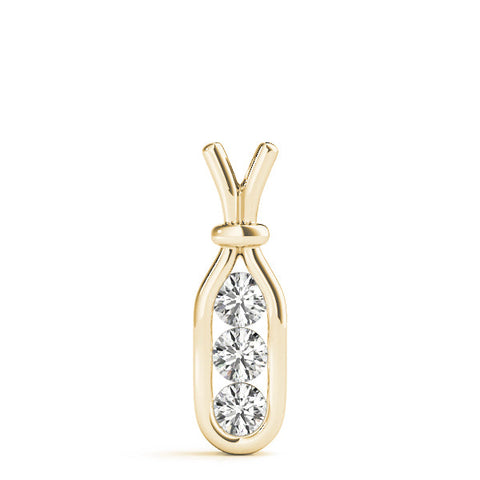 Yellow gold Three-Stone Round Diamond Bezel Pendant
