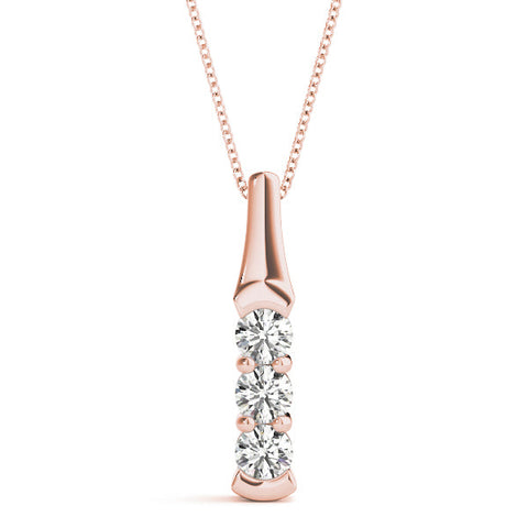 Rose gold Four-Stone Round Diamond Channel-Set Pendant