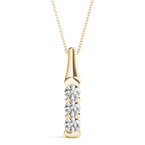 Yellow gold Four-Stone Round Diamond Channel-Set Pendant