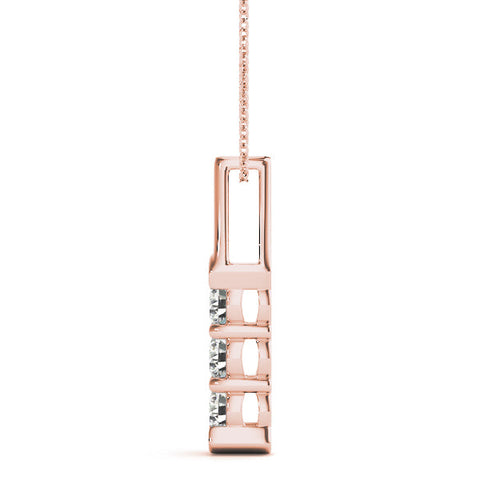 Rose gold Four-Stone Round Diamond Channel-Set Pendant