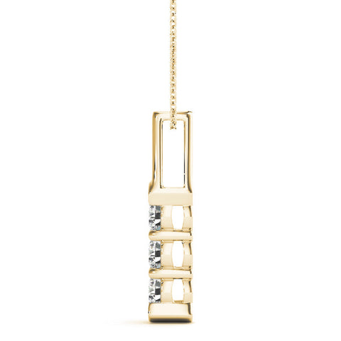 Yellow gold Four-Stone Round Diamond Channel-Set Pendant