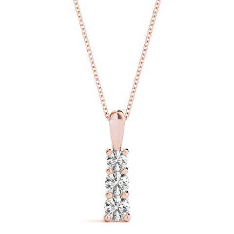 Rose gold Round Diamond Vertical Prong Pendant