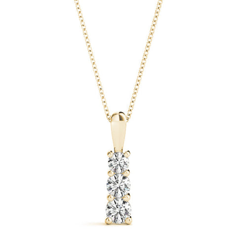 Yellow gold Round Diamond Vertical Prong Pendant