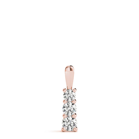 Rose gold Round Diamond Vertical Prong Pendant
