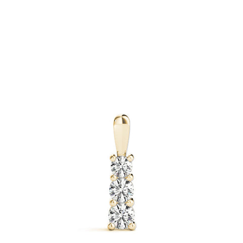 Yellow gold Round Diamond Vertical Prong Pendant