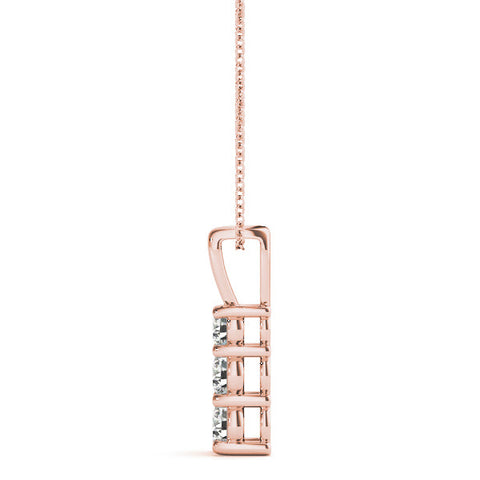 Rose gold Round Diamond Vertical Prong Pendant