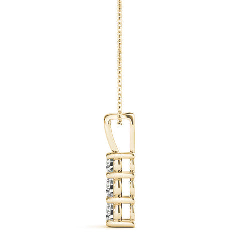 Yellow gold Round Diamond Vertical Prong Pendant