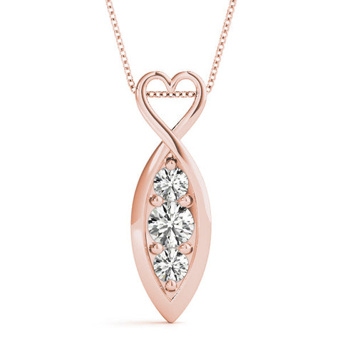 Rose gold Infinity Heart Pendant with Round Diamond Prong Setting