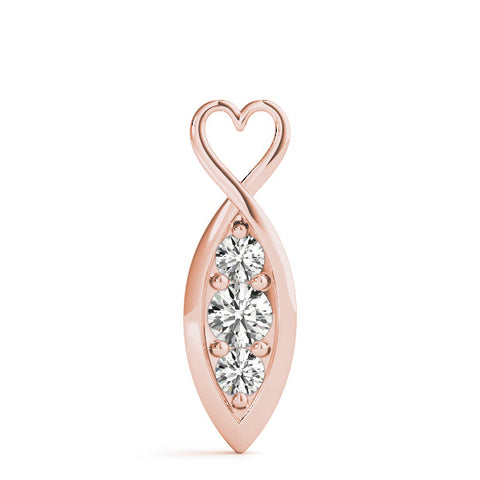 Rose gold Infinity Heart Pendant with Round Diamond Prong Setting