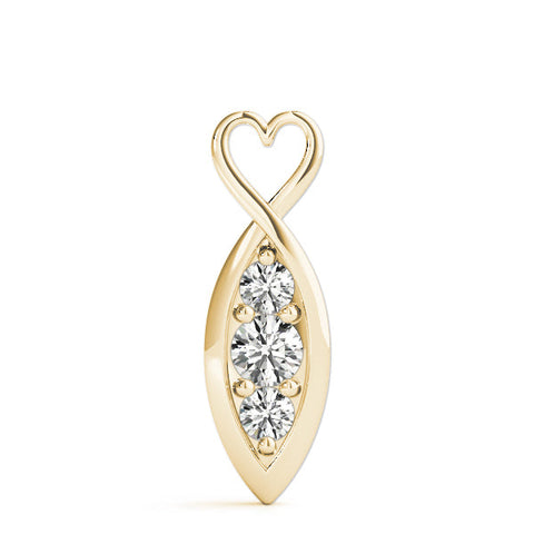 Yellow gold Infinity Heart Pendant with Round Diamond Prong Setting