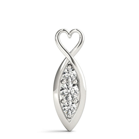 White gold Infinity Heart Pendant with Round Diamond Prong Setting
