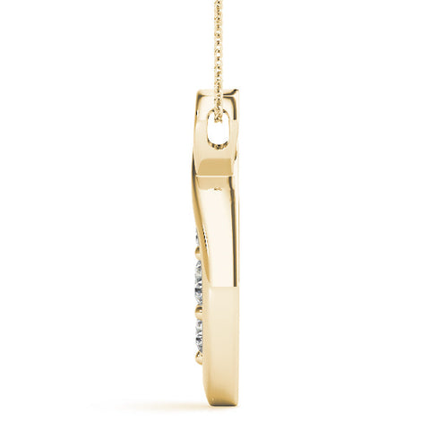 Yellow gold Infinity Heart Pendant with Round Diamond Prong Setting