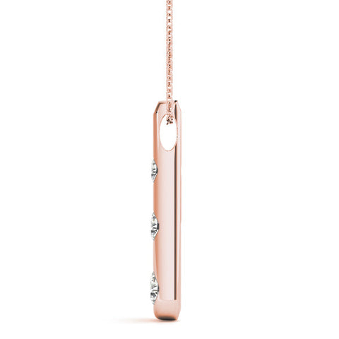 Rose gold Bezel Set Round Diamond Tapered Bar Pendant