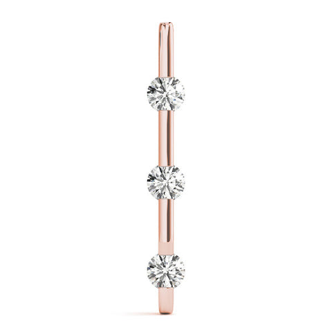 Rose gold Three-Stone Round Diamond Bar Pendant with Channel Setting