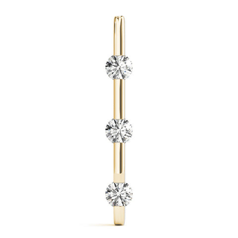 Yellow gold Three-Stone Round Diamond Bar Pendant with Channel Setting