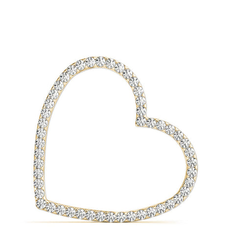 Yellow gold Pavé Round Diamond Heart Pendant with Prong Setting