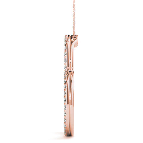 Rose gold Pavé Round Diamond Heart Pendant with Prong Setting