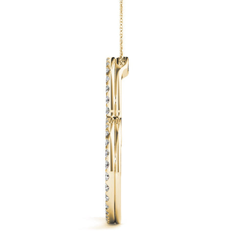 Yellow gold Pavé Round Diamond Heart Pendant with Prong Setting