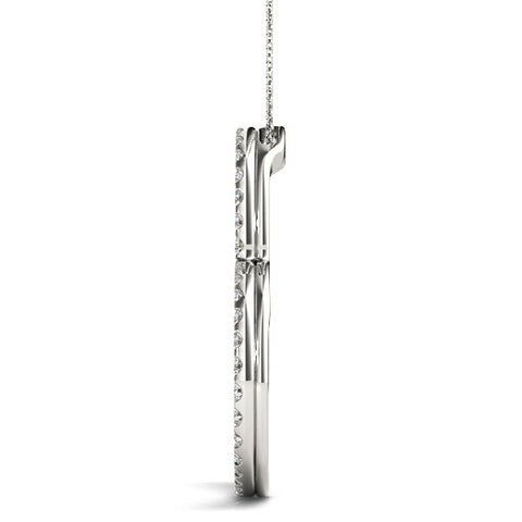 White gold Pavé Round Diamond Heart Pendant with Prong Setting