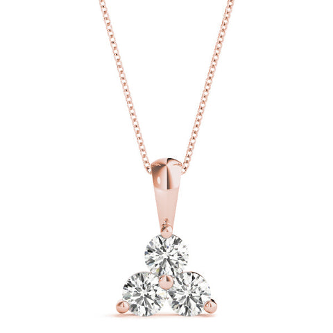 Rose gold Triangular Cluster Round Diamond Prong Pendant