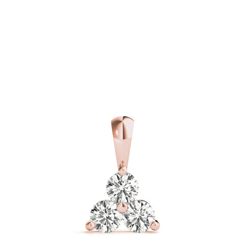 Rose gold Triangular Cluster Round Diamond Prong Pendant