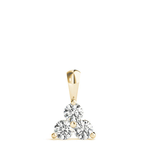 Yellow gold Triangular Cluster Round Diamond Prong Pendant