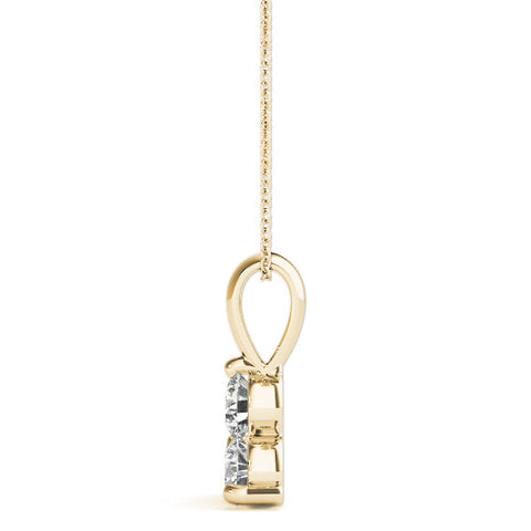 Yellow gold Triangular Cluster Round Diamond Prong Pendant