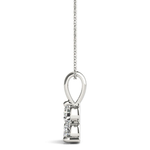 White gold Triangular Cluster Round Diamond Prong Pendant