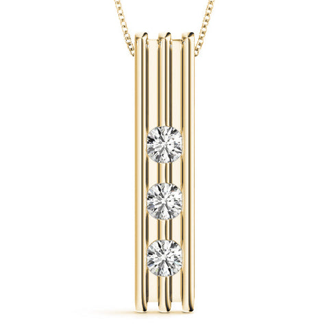Yellow gold Three-Stone Round Channel Set Pendant
