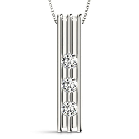 White gold Three-Stone Round Channel Set Pendant