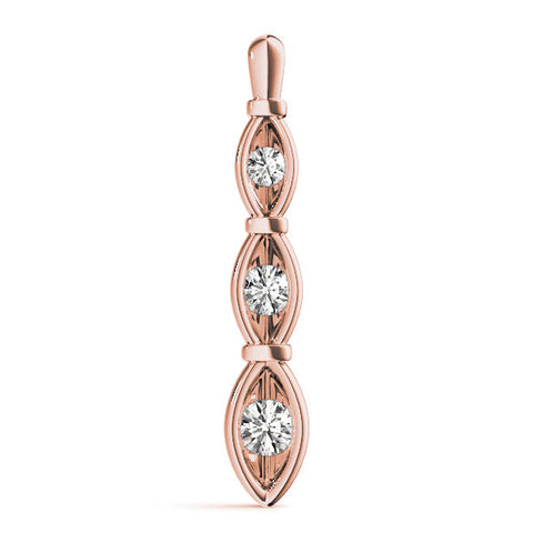 Rose gold Marquise Diamond Bar Pendant with Bezel Setting