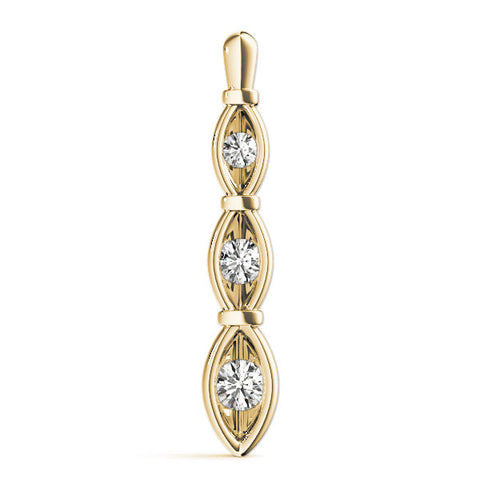 Yellow gold Marquise Diamond Bar Pendant with Bezel Setting