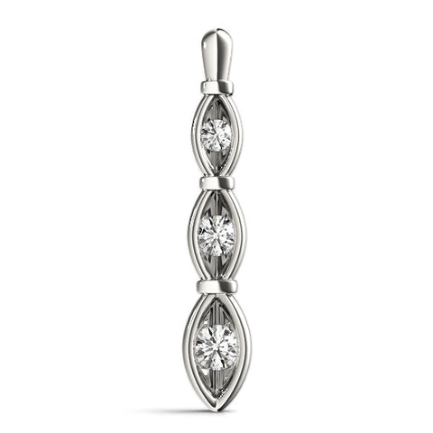 White gold Marquise Diamond Bar Pendant with Bezel Setting