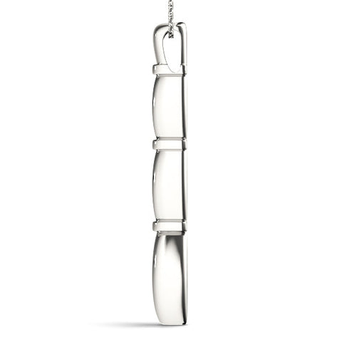 White gold Marquise Diamond Bar Pendant with Bezel Setting