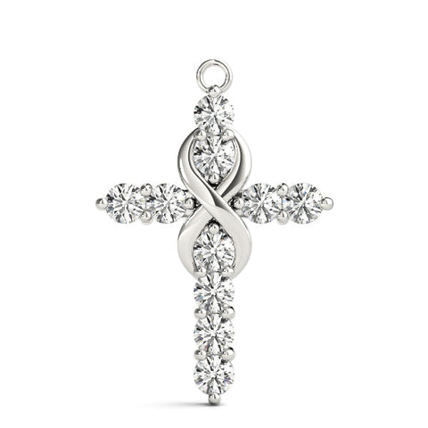 White gold Round Diamond Prong Set Infinity Cross Pendant