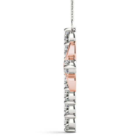 Rose gold Round Diamond Prong Set Infinity Cross Pendant