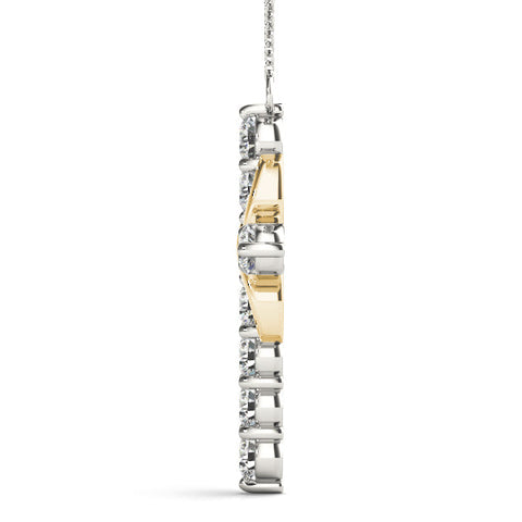 Yellow gold Round Diamond Prong Set Infinity Cross Pendant