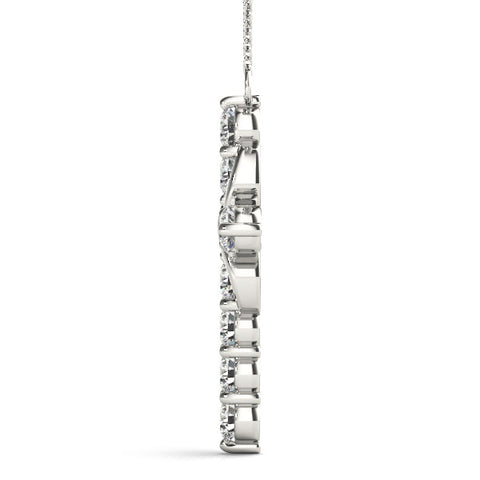White gold Round Diamond Prong Set Infinity Cross Pendant
